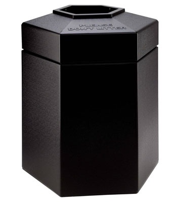 PolyTec Series® 45 Gallon Hex Black Waste Container