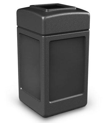 PolyTec Series® 42 Gallon Square Black Waste Container