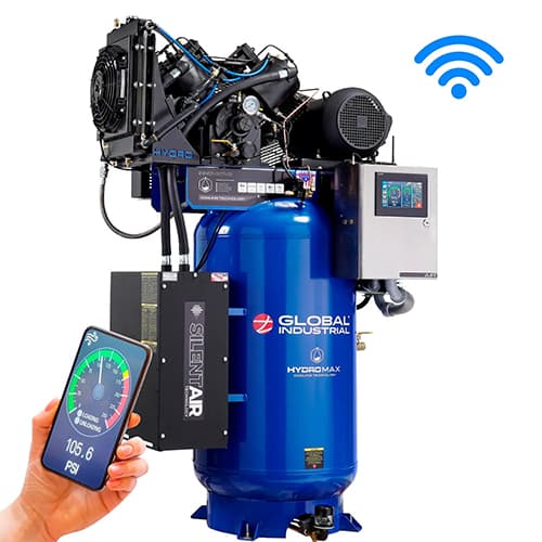 Global Industrial™ HydroMax Variable Speed 2 Stage Air Compressor, 10HP, 80 Gal, 1&3PH 208-230V